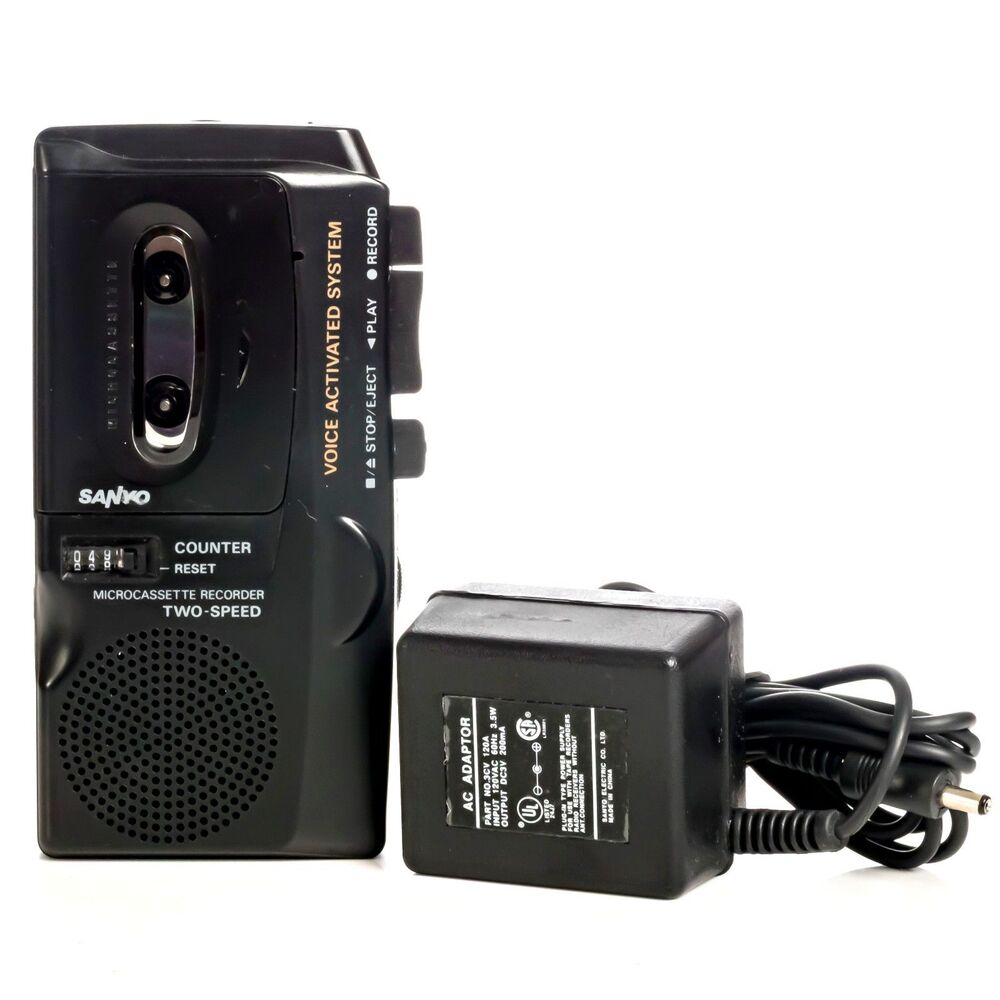 Sanyo Black Microcassette Recorder M-5699 W/Power Supply - Works